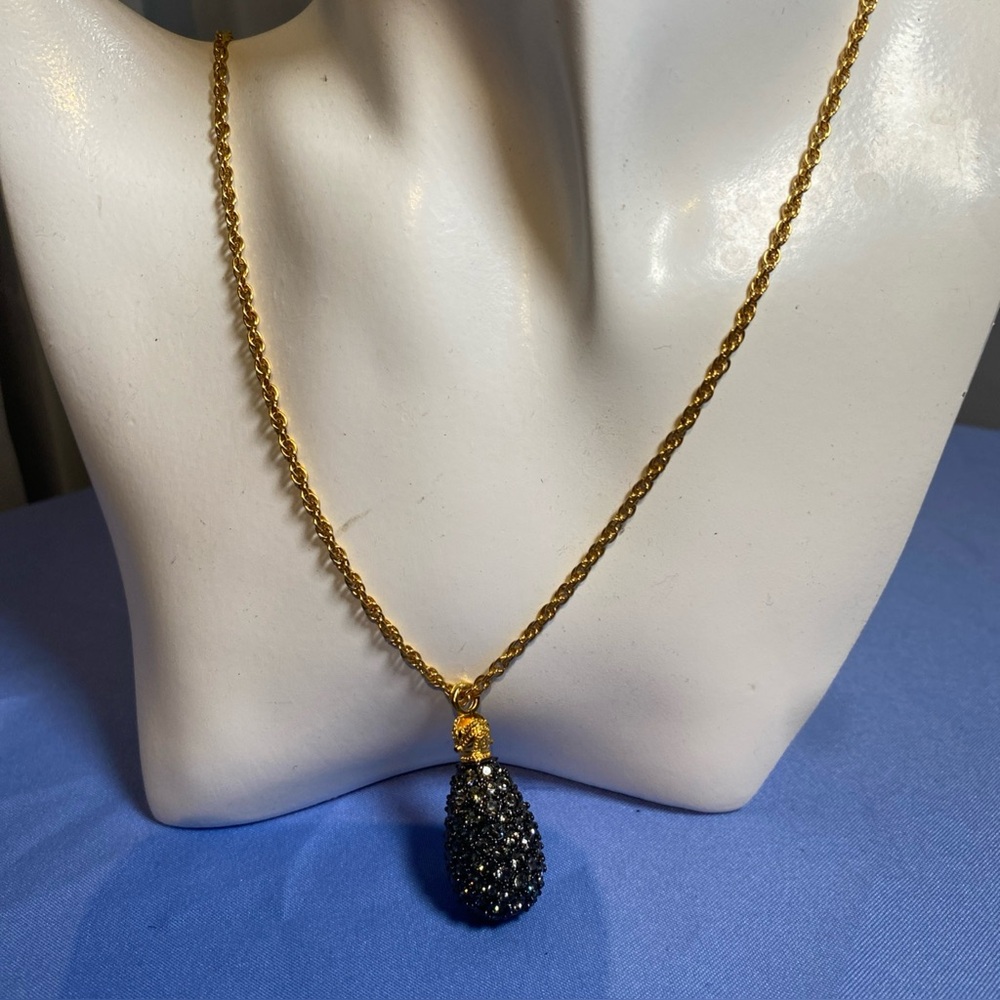 JOAN RIVERS Swarovski Crystal Black Enamel Netting PENDANT NECKLACE